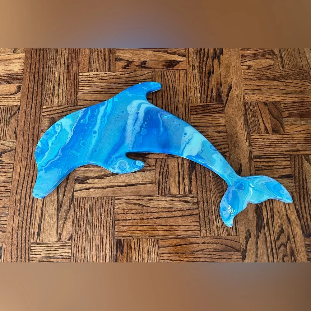 Dolphin Wall Art Resin on Wood